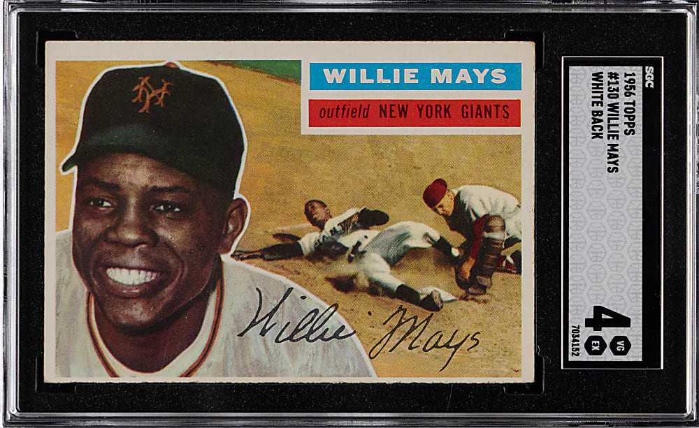 1956 Topps #130 Willie Mays White Back SGC VG/EX 4