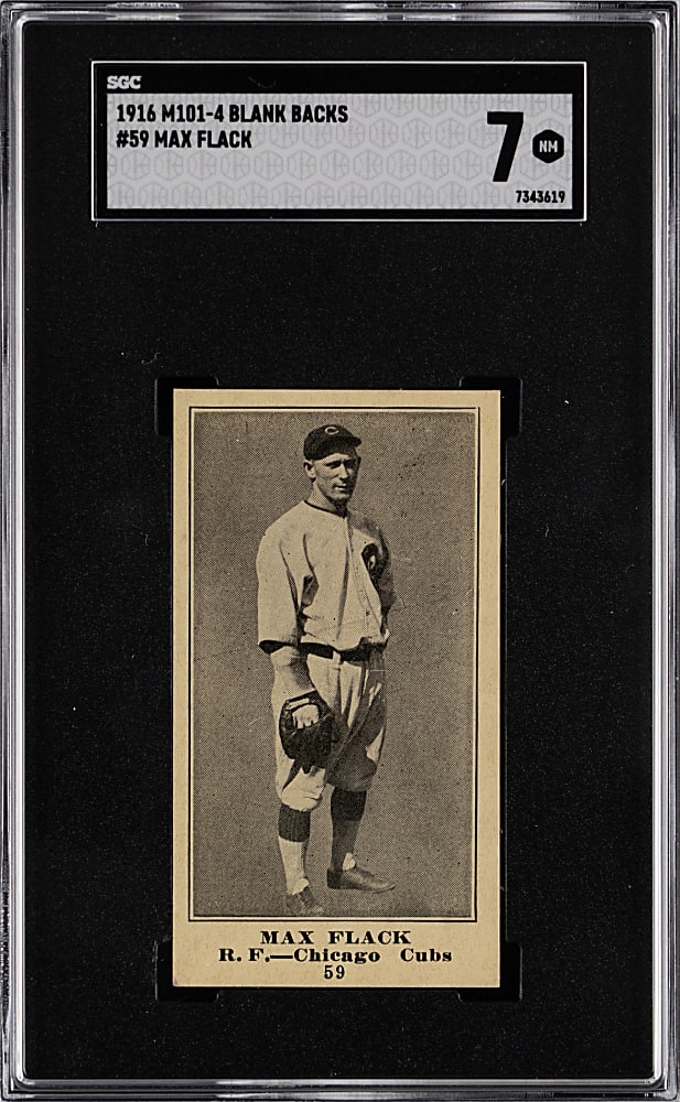 1916 M101-4 Blank Backs #59 Max Flack Blank Back SGC NM 7