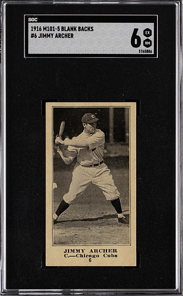1916 M101-5 Blank Backs #6 Jimmy Archer SGC EX/NM 6