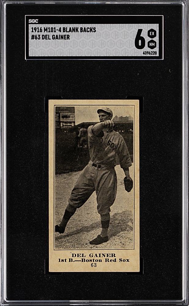 1916 M101-4 Blank Backs #63 Del Gainer SGC EX/NM 6