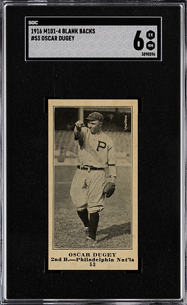 1916 M101-4 Blank Backs #53 Oscar Dugey SGC EX/NM 6