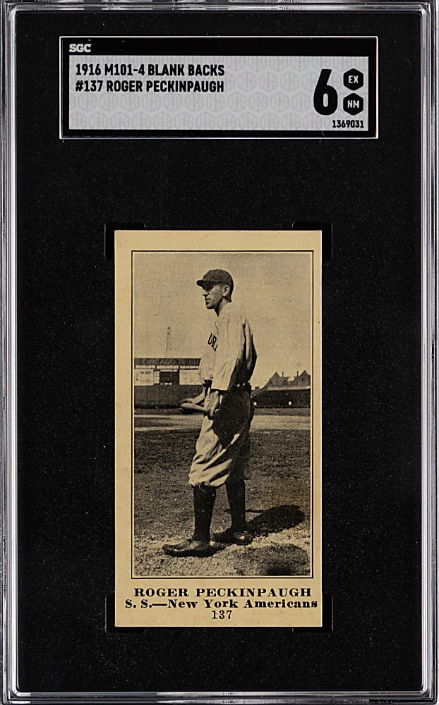 1916 M101-4 Blank Backs #137 Roger Peckinpaugh SGC EX/NM 6