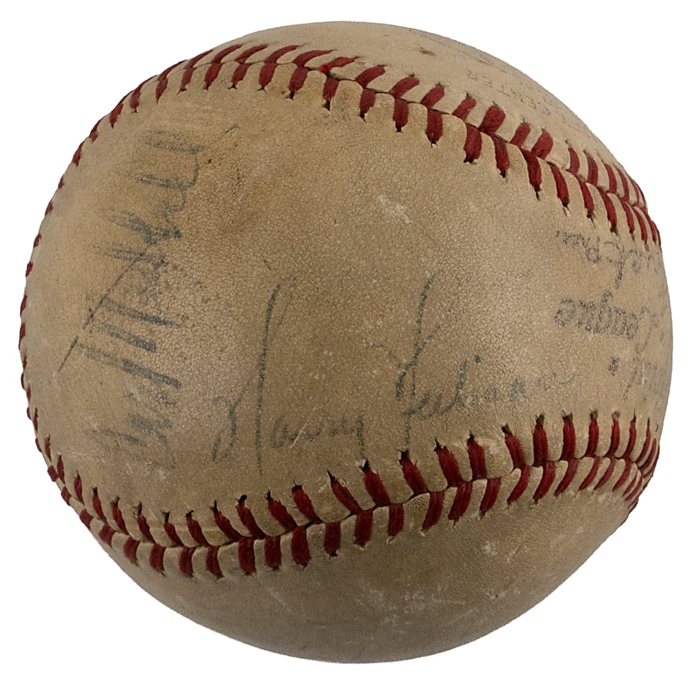 1944 Hall of Famers & Stars Multi-Signed ONL/Frick with (5) Signatures Including Carl Hubbell, Harry Heilmann - Full JSA LOA