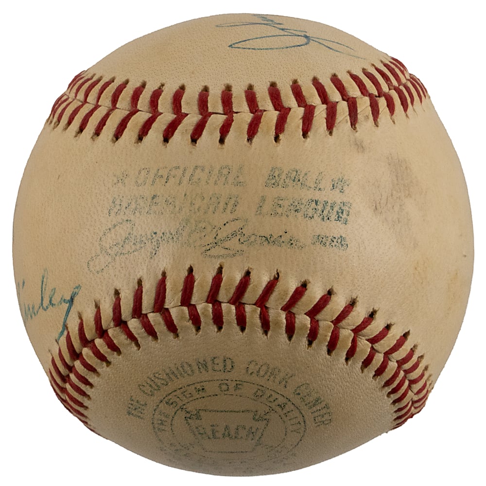 1960 American League Umpire Crew Multi-Signed OAL/Cronin Baseball with (4) Signatures Including Nestor Chylak - Full JSA LOA