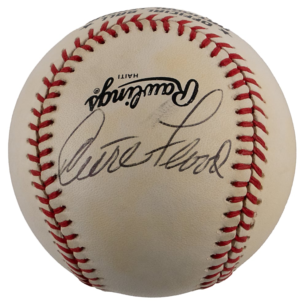 Curt Flood Single-Signed ONL/Giamatti Baseball - PSA