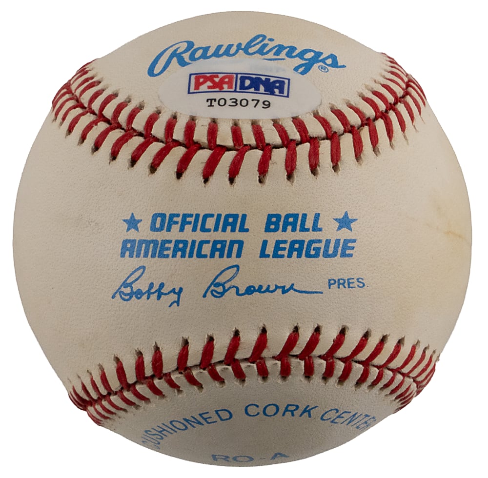 Joe DiMaggio Single-Signed OAL/Brown Baseball - PSA/DNA Grade 8