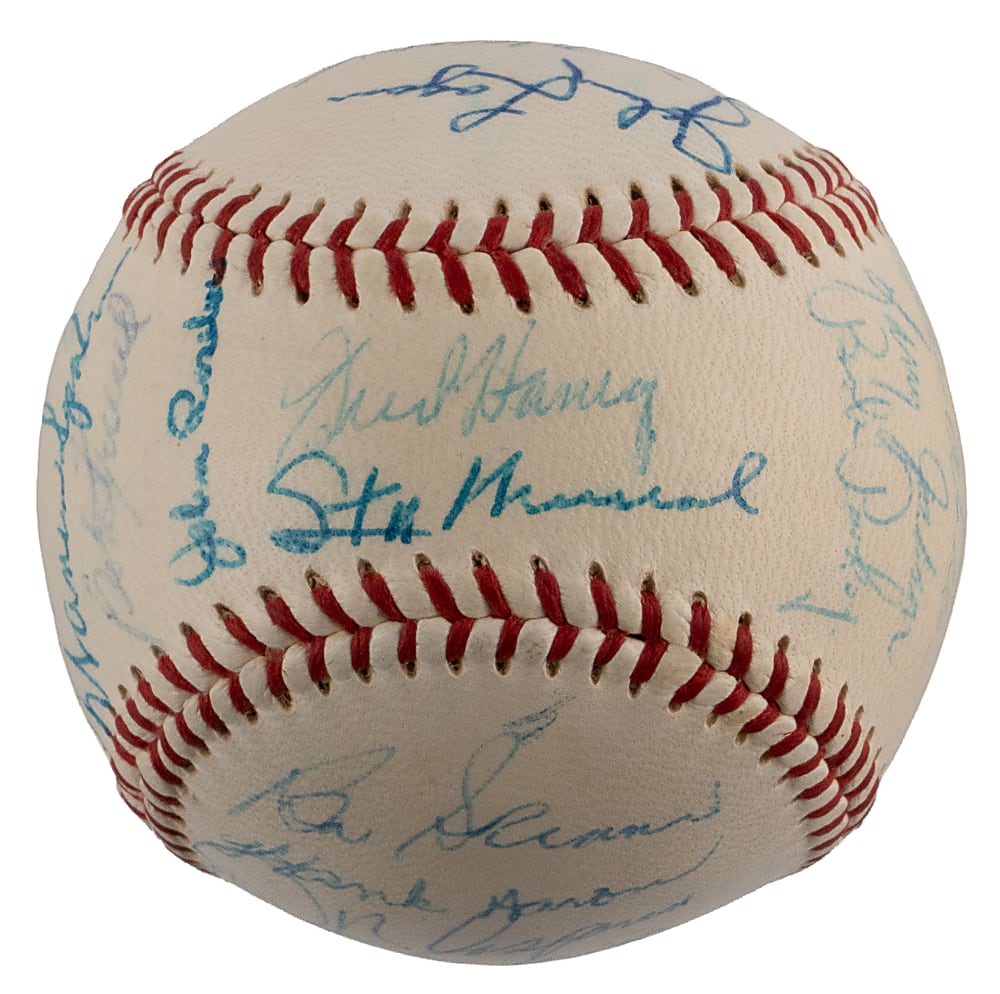 1958 National League All-Stars Team-Signed OAL/Harridge Baseball with (24) Including Hank Aaron & Ernie Banks