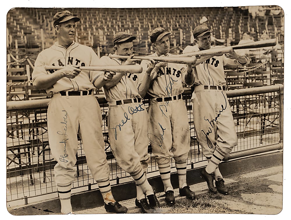 1935 New York Giants Multi-Signed Photo with (4) Including Mel Ott - Full JSA LOA