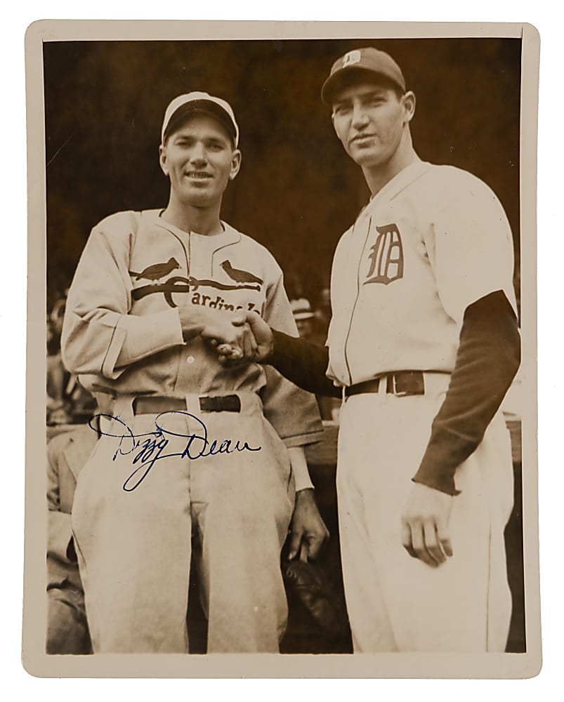 1934 Dizzy Dean Single-Signed Associated Press World Series Photograph with Schoolboy Rowe - Full JSA LOA
