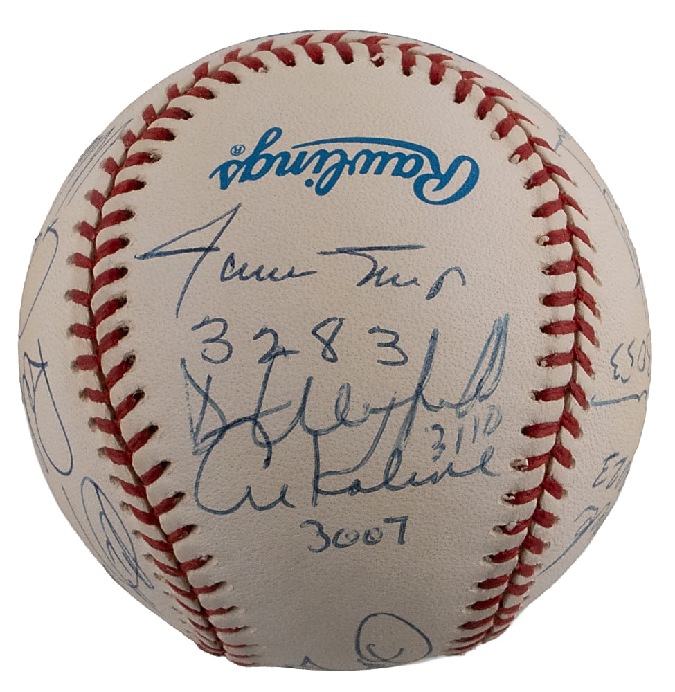 Superb 3000 Hit Club Multi-Signed Baseball with Rose, Aaron, Musial, Mays & Gwynn - JSA LOA