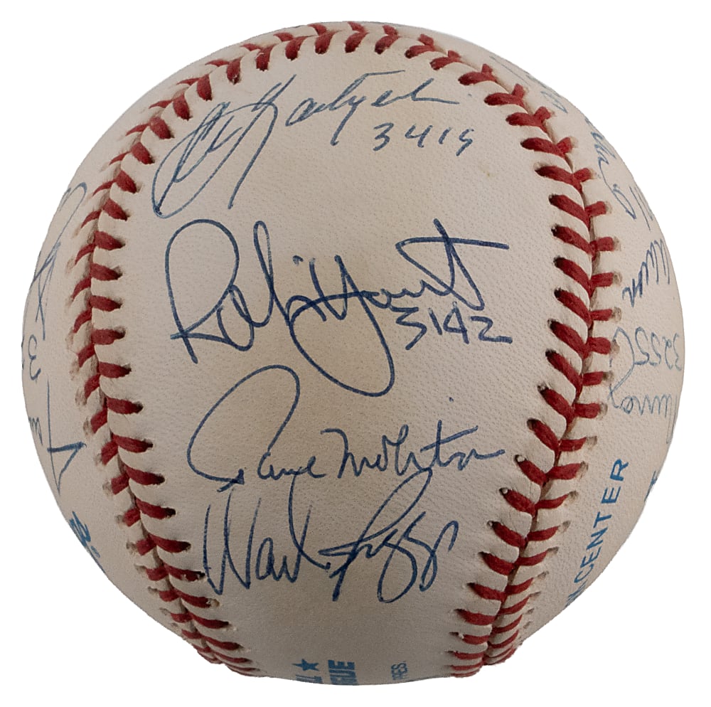 Superb 3000 Hit Club Multi-Signed Baseball with Rose, Aaron, Musial, Mays & Gwynn - JSA LOA