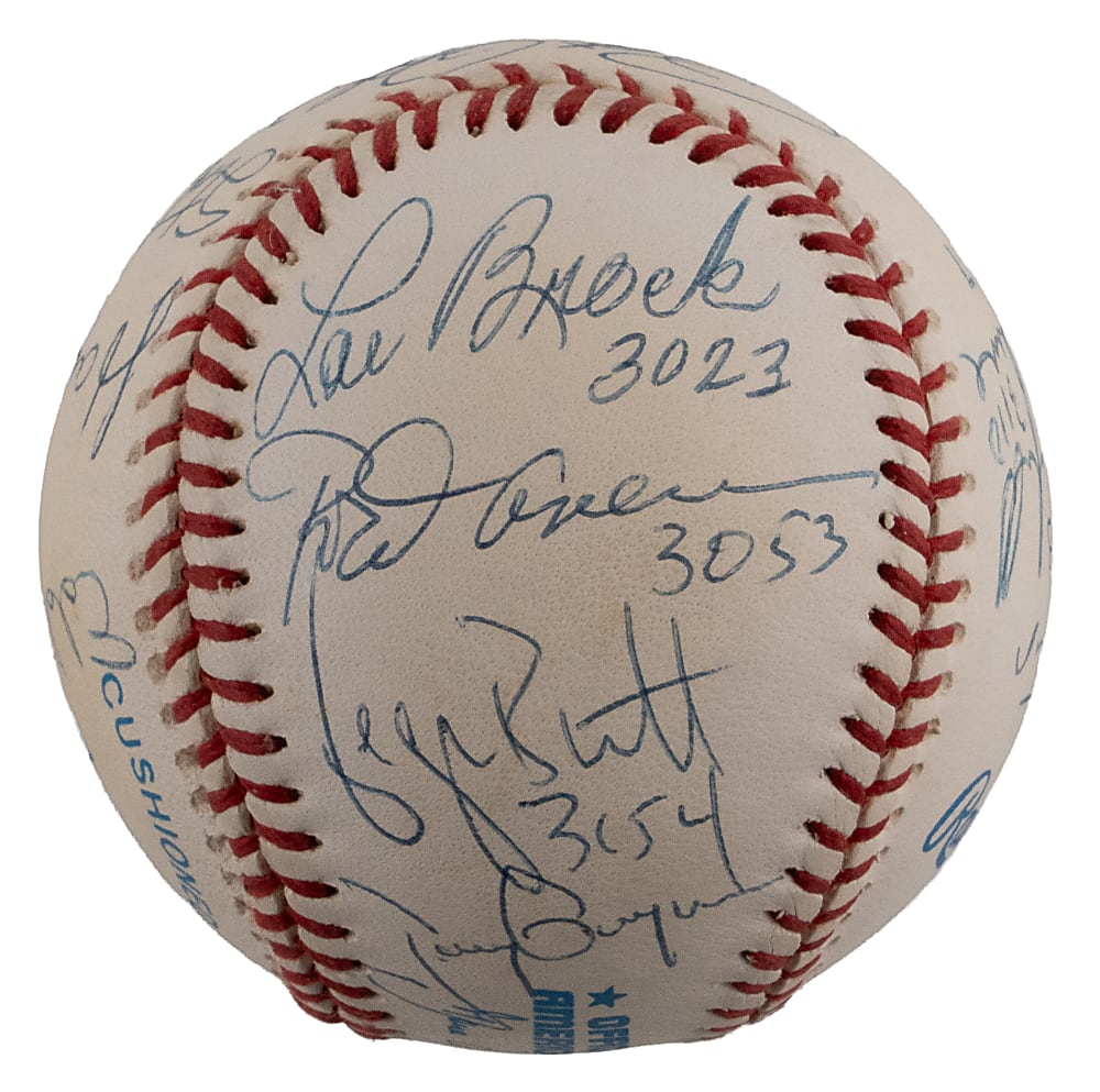 Superb 3000 Hit Club Multi-Signed Baseball with Rose, Aaron, Musial, Mays & Gwynn - JSA LOA