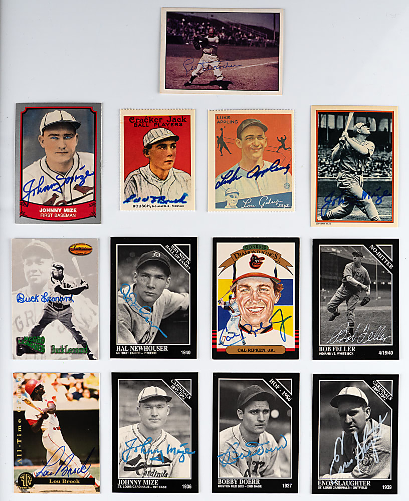 1978-1994 Signed Cards (33) with (24) Hall of Famers Including (2) Ripken Jr., Banks & Ryan