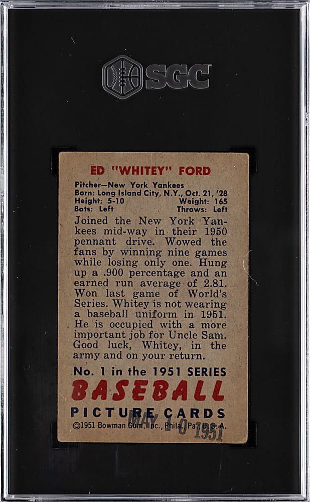 1951 Bowman #1 Whitey Ford Rookie SGC POOR 1