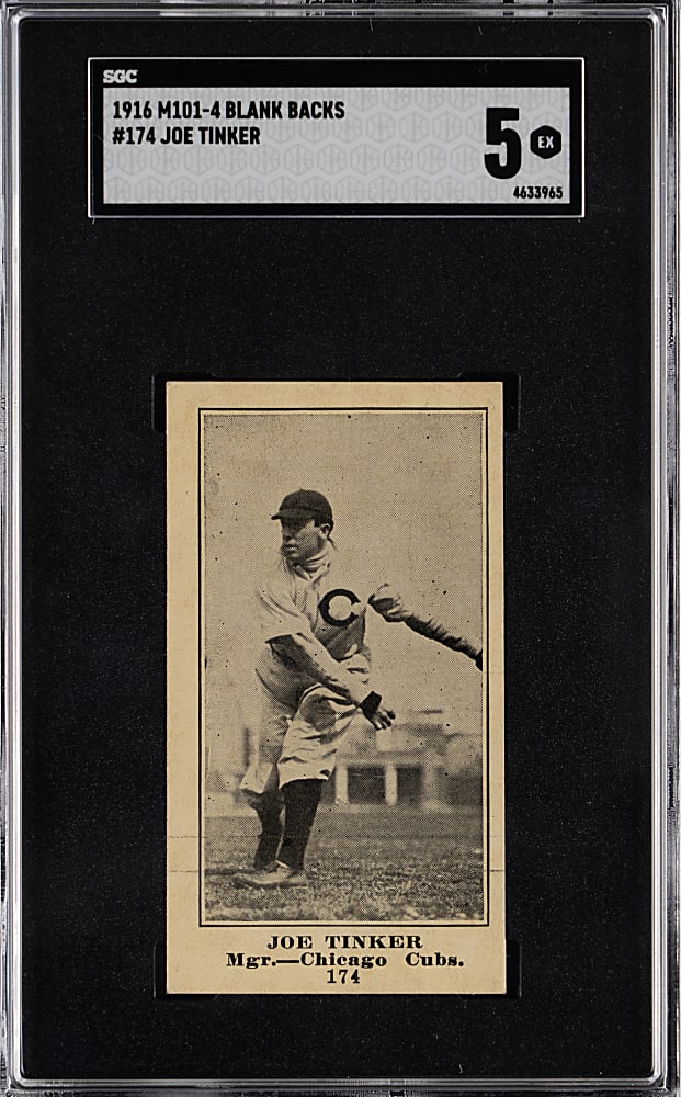 1916 M101-4 Blank Backs #174 Joe Tinker SGC EX 5