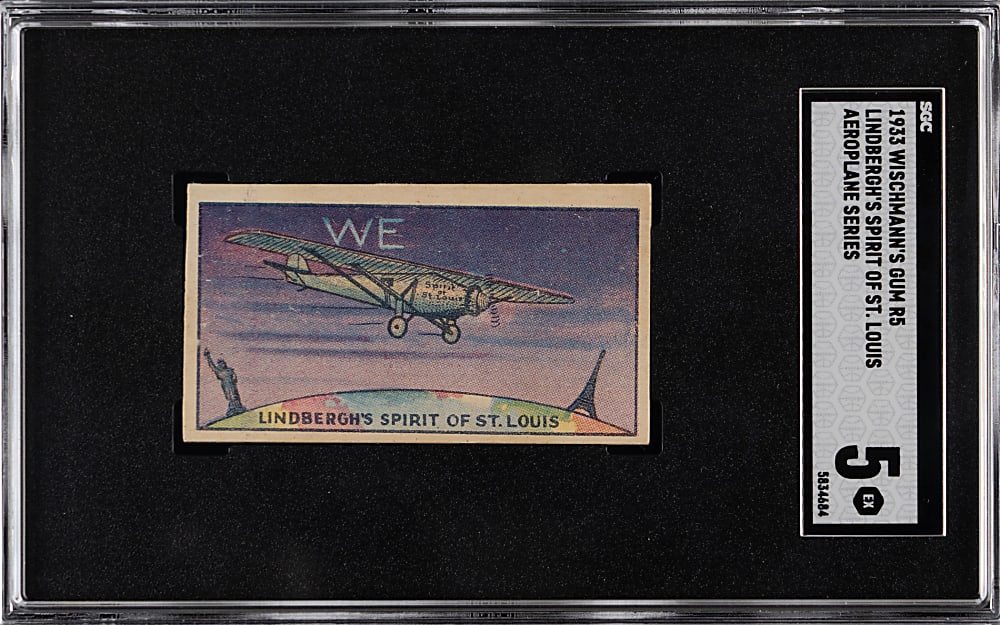 1933 R5 Wischmann's Gum Aeroplane Series Lindbergh's Spirit of St. Louis SGC EX 5 - Only Graded!