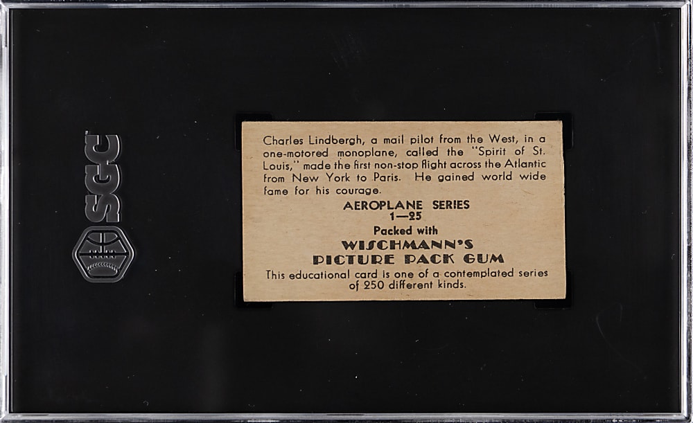 1933 R5 Wischmann's Gum Aeroplane Series Lindbergh's Spirit of St. Louis SGC EX 5 - Only Graded!
