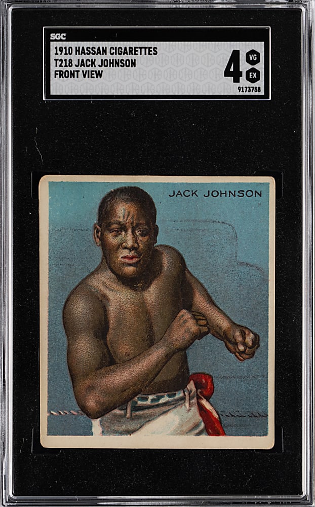 1910 T218 Hassan Champions Jack Johnson Front View SGC VG/EX 4