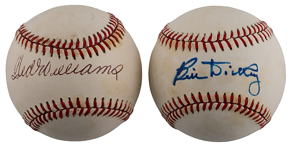 Ted Williams & Bill Dickey Single-Signed Baseball Pair - Both Full JSA