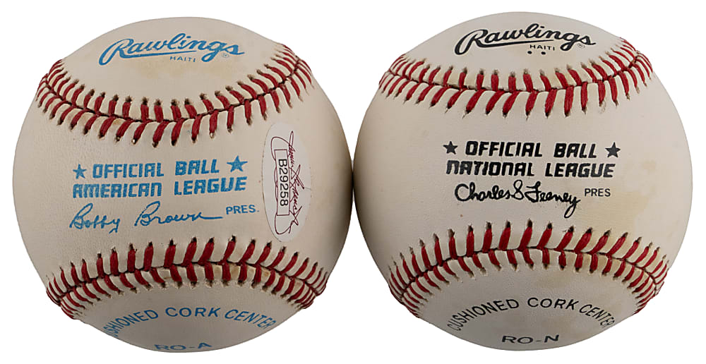 Ted Williams & Bill Dickey Single-Signed Baseball Pair - Both Full JSA