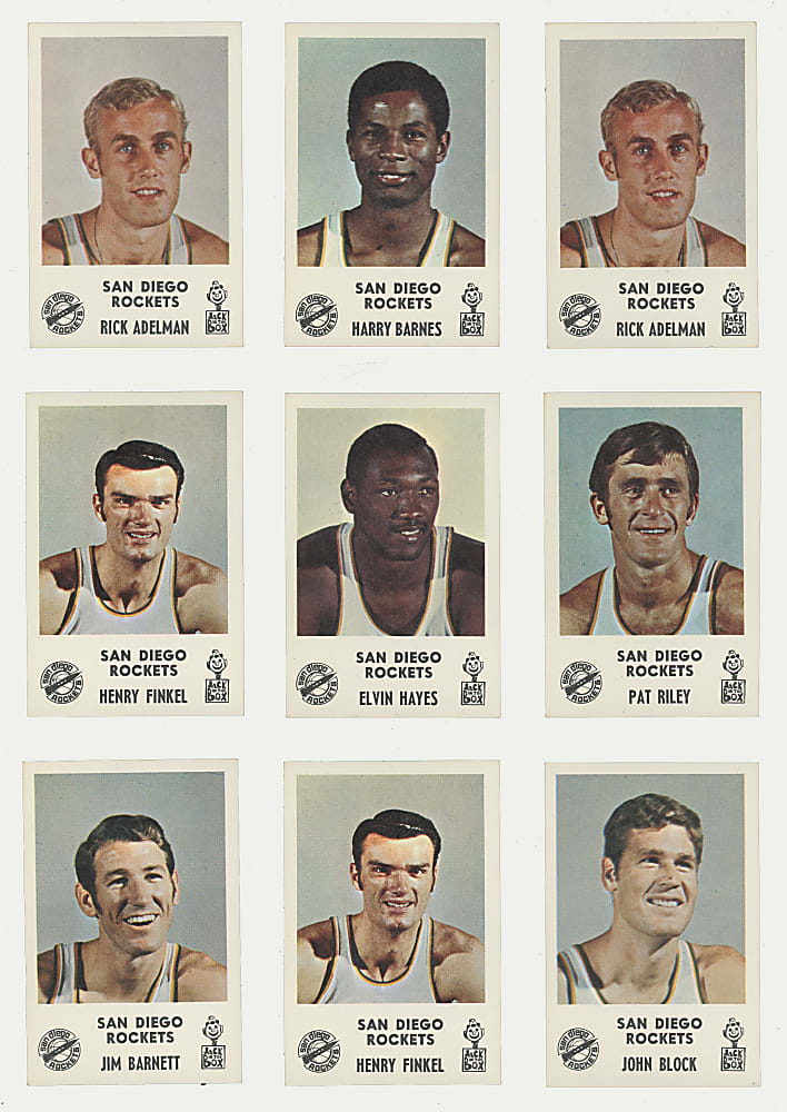 1968-1969 Jack in the Box San Diego Rockets Complete Sets (5) with Shortprints