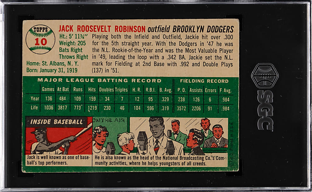 1954 Topps #10 Jackie Robinson SGC FAIR 1.5
