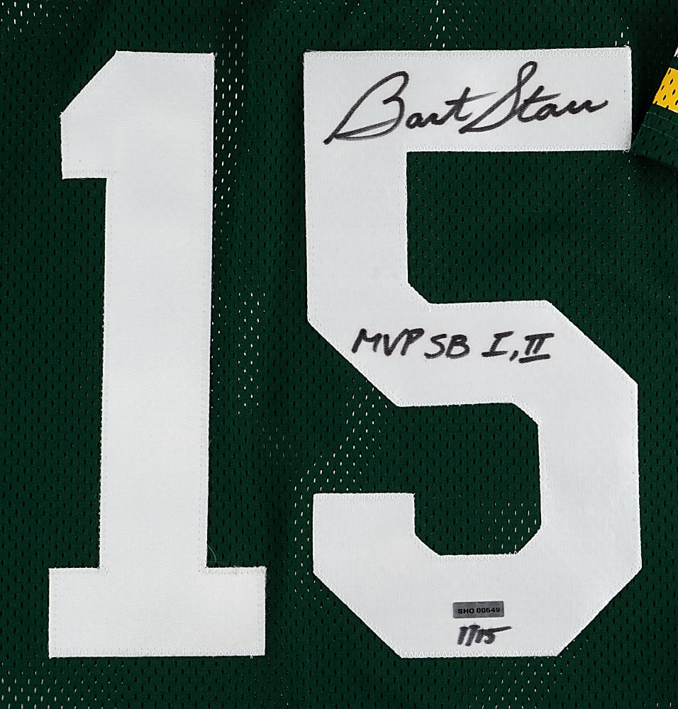 Bart Starr Signed Green Bay Packers Jersey with "SB MVP I, II" Inscription - UDA