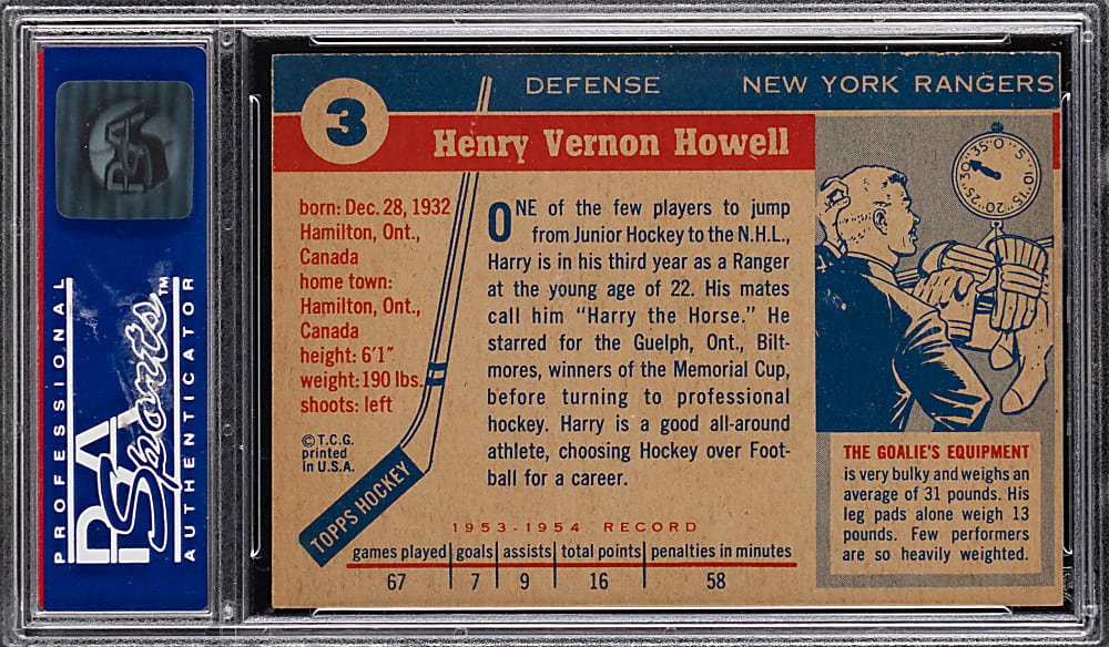 1954-1955 Topps Hockey #3 Harry Howell PSA NM-MT 8 - Only 4 Graded Higher
