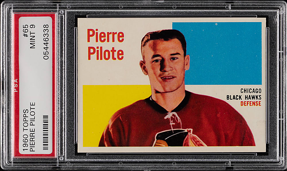 1960-1961 Topps Hockey #65 Pierre Pilote PSA MINT 9 - Population 3 with None Higher