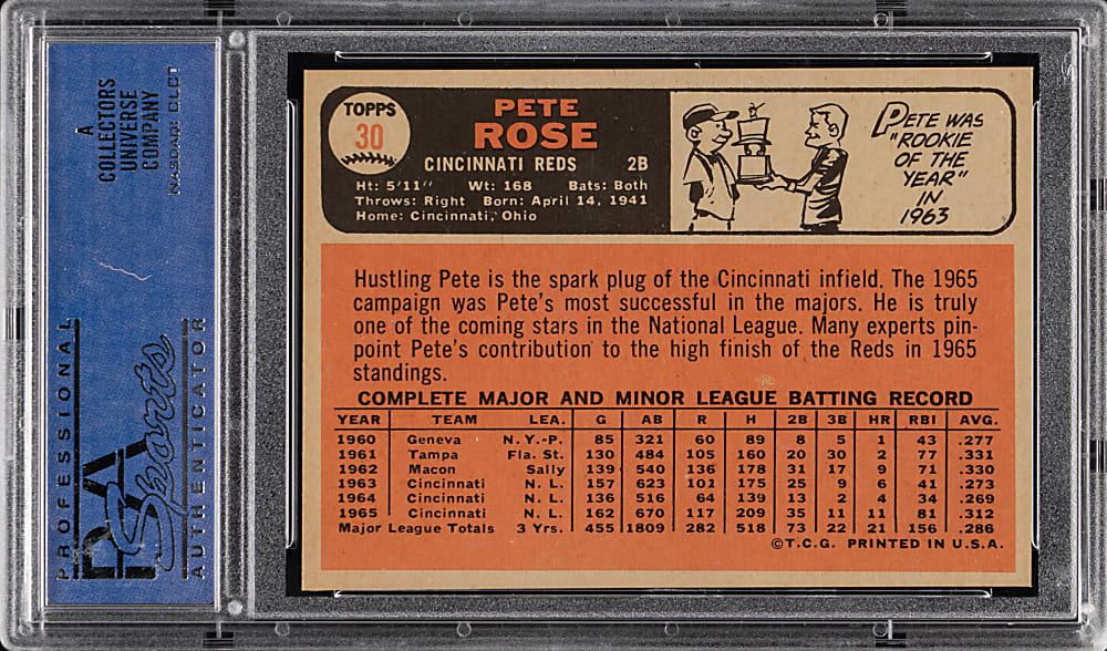 1966 Topps #30 Pete Rose PSA NM-MT 8