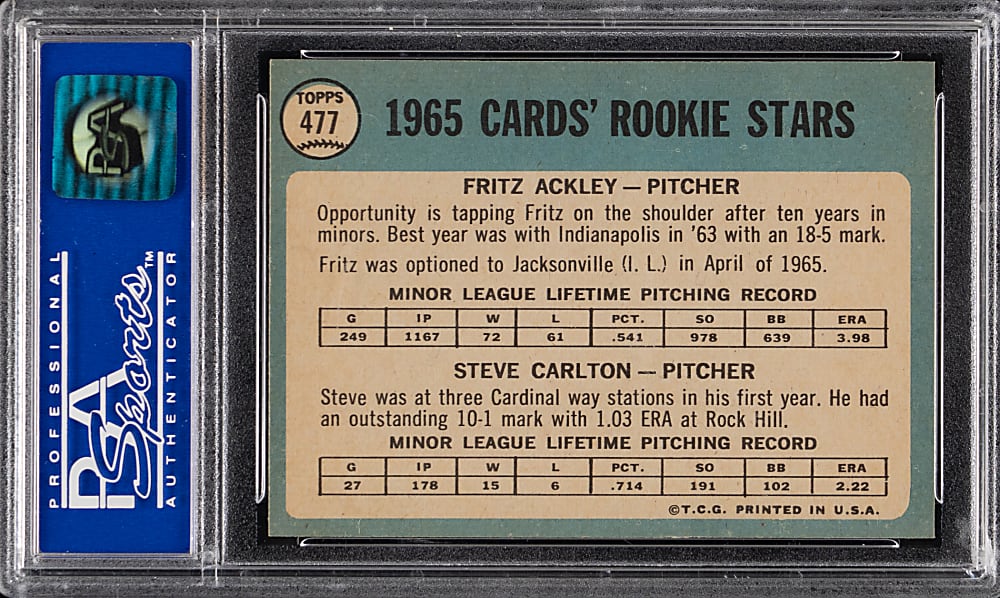 1965 Topps #477 Steve Carlton Rookie PSA NM-MT 8
