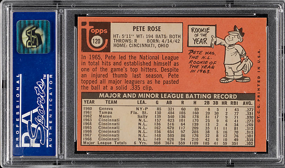 1969 Topps #120 Pete Rose PSA NM-MT 8