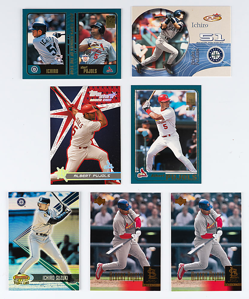 2001 Albert Pujols & Ichiro Suzuki Rookie Collection (7) with Traded Dual Rookie & Several Numbered