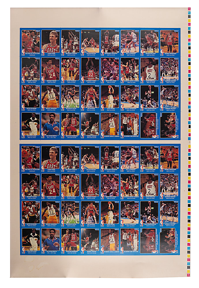 1983 Star Basketball All-Star Game Uncut Sheet with Two Sets - (64 Total Cards)
