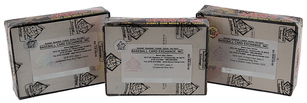 1978 O-Pee-Chee Jaws 2 Unopened Wax Box Trio - Each BBCE