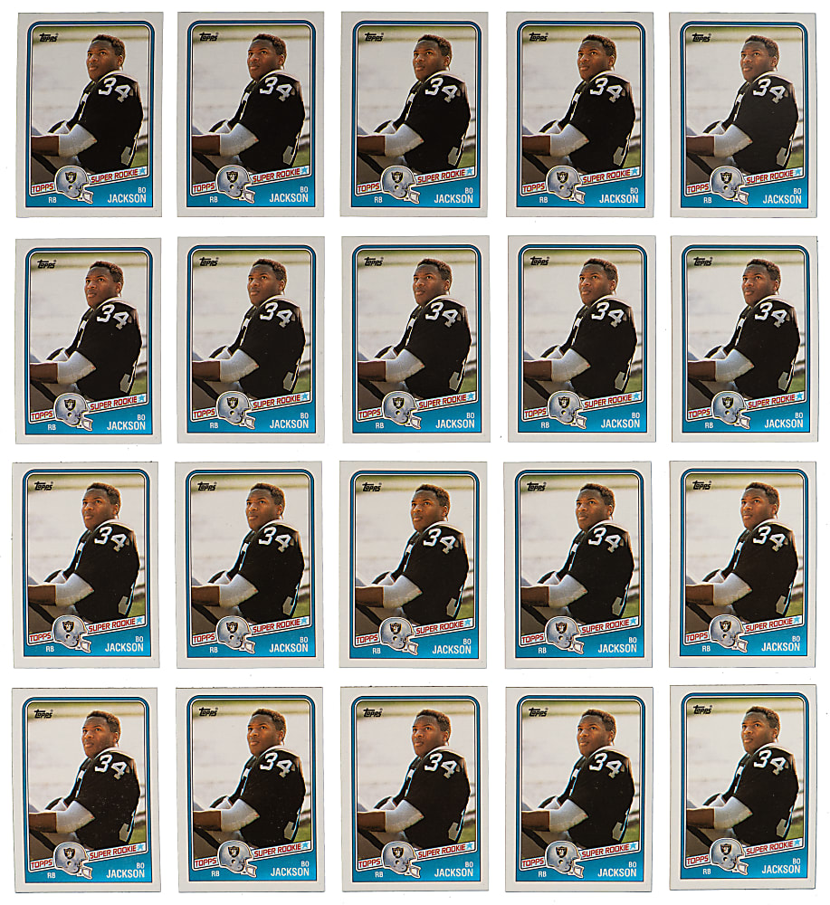 1988 Topps Football Complete Set Hoard (20) with Clean #327 Bo Jackson Rookies