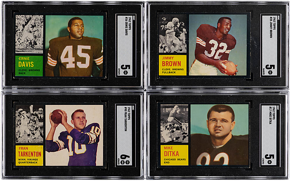 1962 Topps Football Complete Set (176) with (4) SGC Graded Hall of Famers/Stars Including J. Brown, E. Davis Rookie & Ditka Rookie
