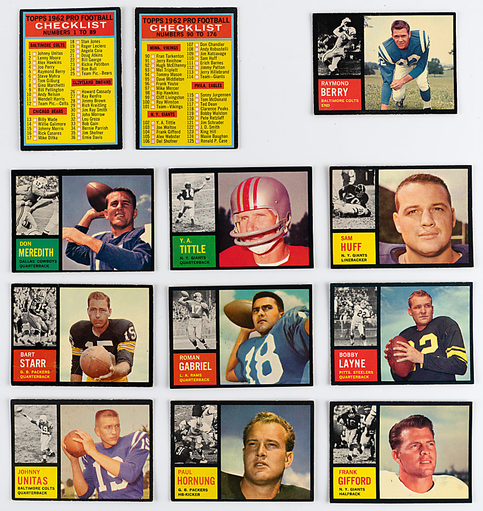 1962 Topps Football Complete Set (176) with (4) SGC Graded Hall of Famers/Stars Including J. Brown, E. Davis Rookie & Ditka Rookie