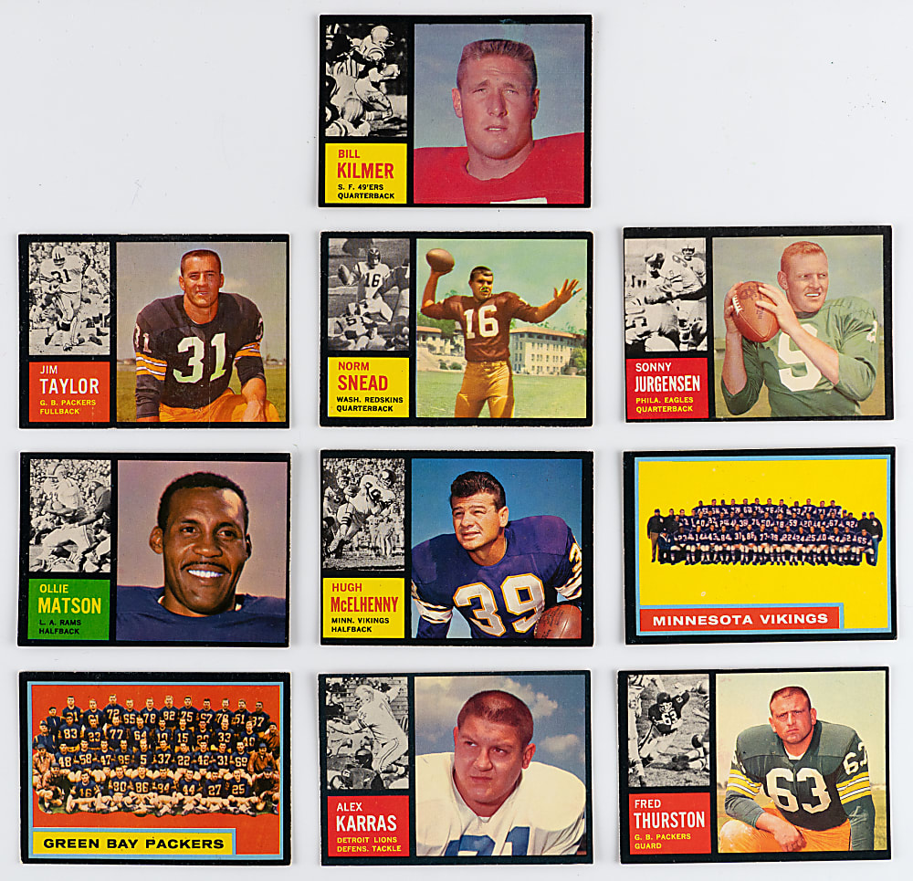 1962 Topps Football Complete Set (176) with (4) SGC Graded Hall of Famers/Stars Including J. Brown, E. Davis Rookie & Ditka Rookie