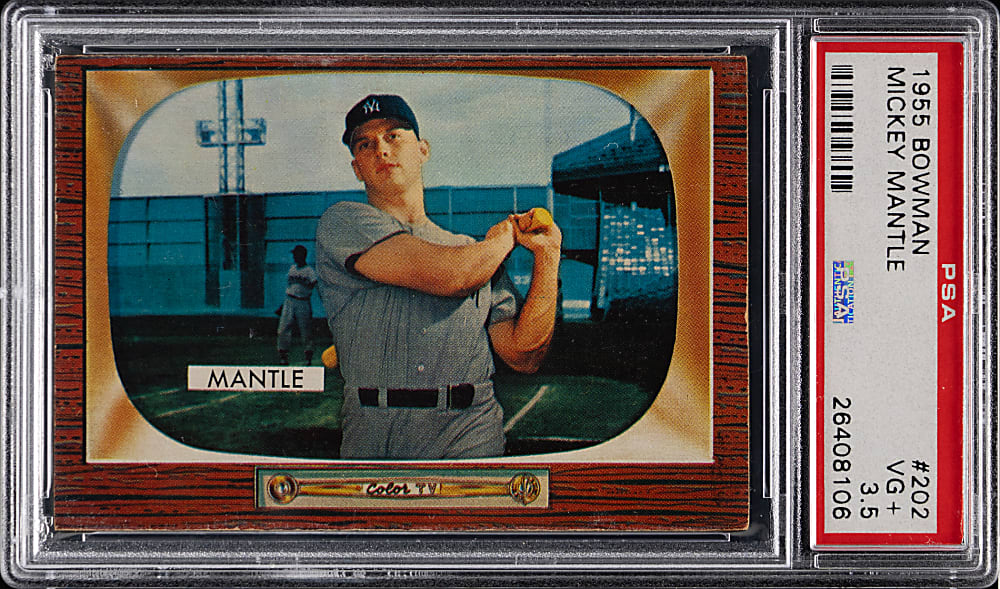 1955 Bowman #202 Mickey Mantle PSA VG+ 3.5