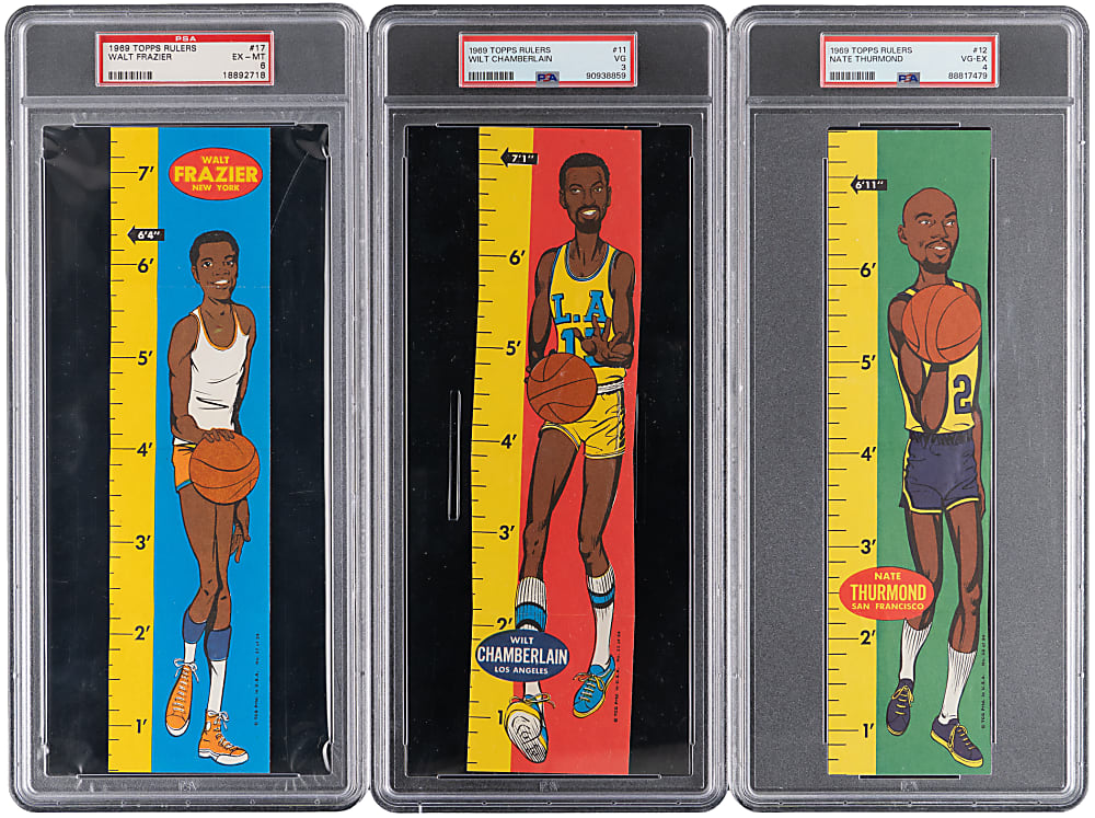 1969-1970 Topps Basketball Rulers PSA Graded Trio with #11 Wilt Chamberlain PSA VG 3