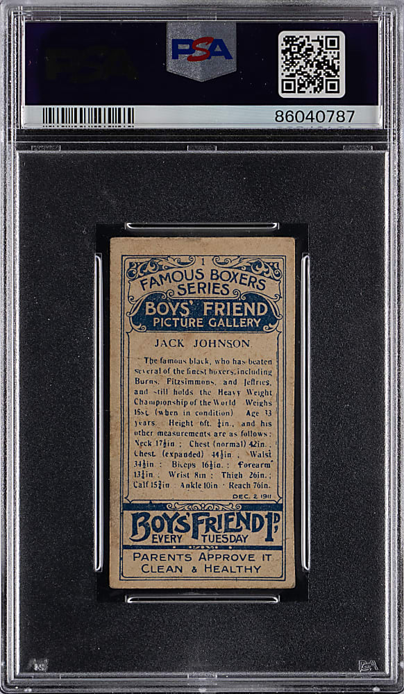 1911 Boy's Friend Famous Boxers #1 Jack Johnson PSA VG 3