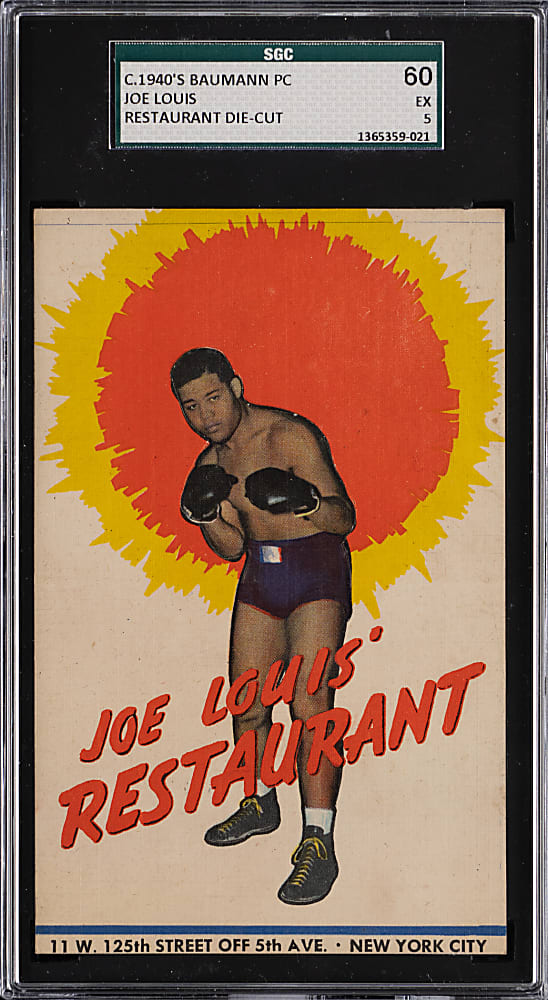 1940s Baumann Joe Louis' Restaurant Die-Cut Postcard SGC EX 5