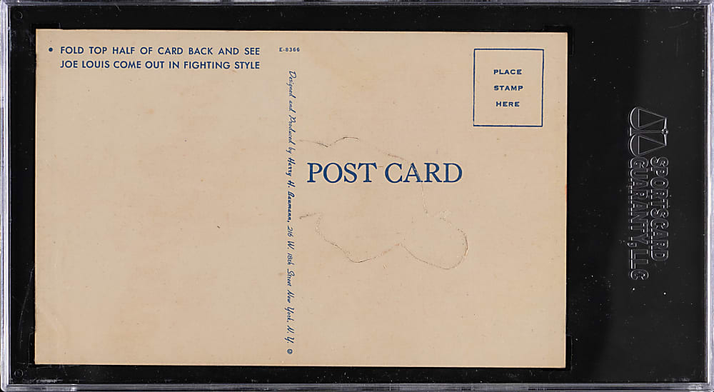 1940s Baumann Joe Louis' Restaurant Die-Cut Postcard SGC EX 5