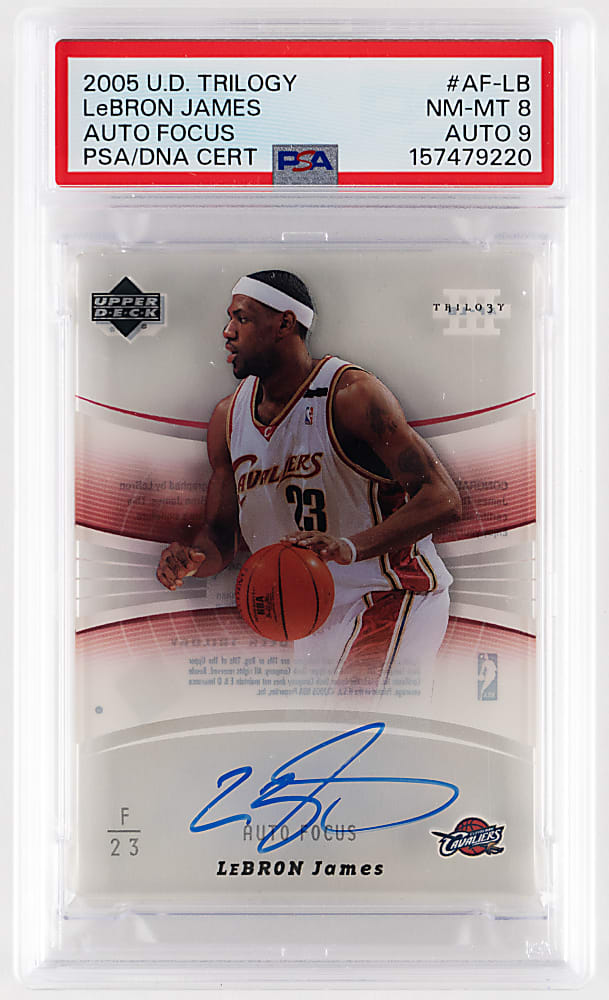 2005 Upper Deck Trilogy Basketball Auto Focus #AF-LB LeBron James Signed PSA NM-MT 8/Auto 9