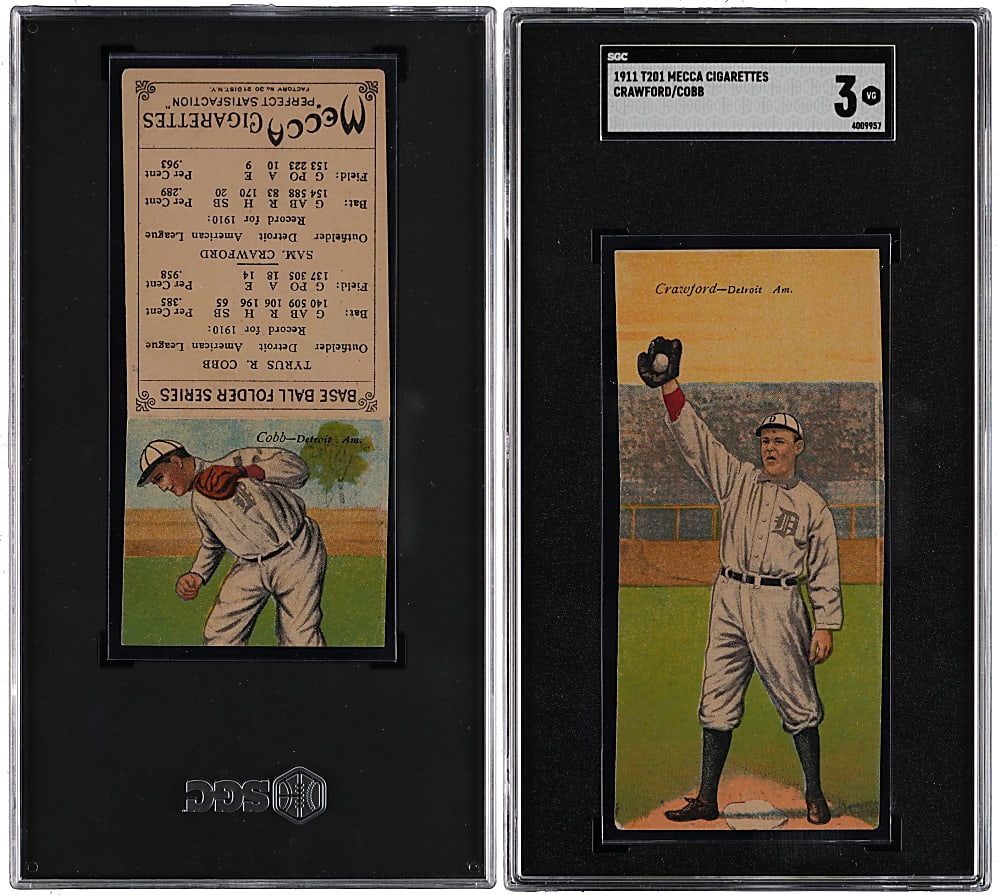1911 T201 Mecca Double Folders Ty Cobb/Sam Crawford SGC VG 3