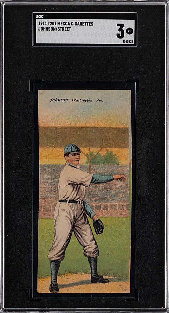 1911 T201 Mecca Double Folders Walter Johnson/Gabby Street SGC VG 3