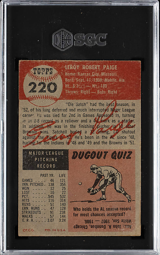 1953 Topps #220 Satchel Paige SGC POOR 1