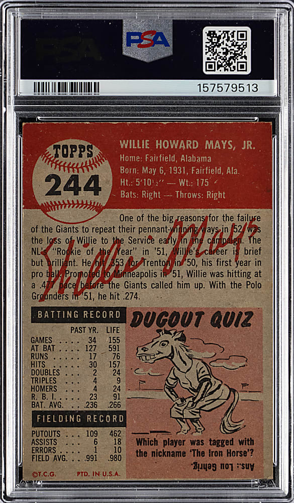 1953 Topps #244 Willie Mays High Number Shortprint PSA FAIR 1.5