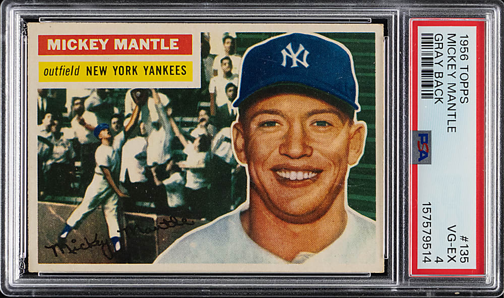 1956 Topps #135 Mickey Mantle Gray Back PSA VG-EX 4